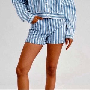 American Eagle Blue Striped Denim Shorts NWOT